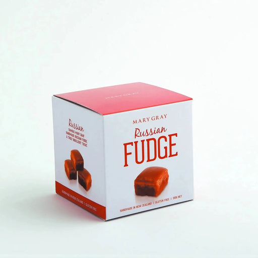 Box of Mary Gray Russian Fudge on a white background